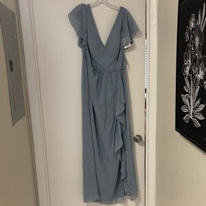 David's Bridal Soft Blue Maxi Dress